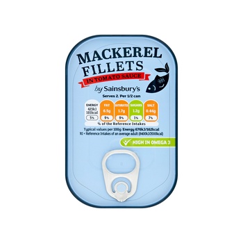 Sainsburys Mackerel Fillets In Tomato Sauce 125g