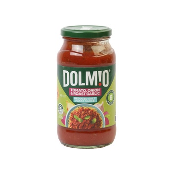 Dolmio Pasta Sauce Tomato Onion And Roasted Garlic Salt Reduced 500g