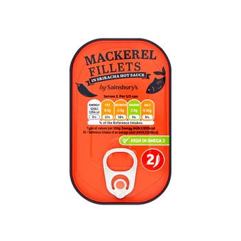 Sainsburys Mackerel Fillets In Sriracha Hot Sauce 125g