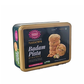 Karachi Bakery Badam Pista Biscuits Tin Gift Box 400g
