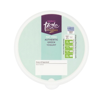 Sainsburys Taste The Difference Fat Free Greek Yogurt 500g
