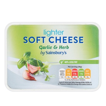 Sainsburys Light Garlic & Herb Soft Cheese 250g