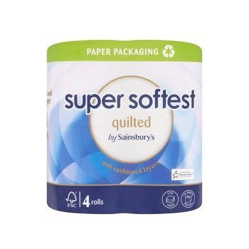 Sainsburys Super Softest Quilted Toilet Tissue 4 Roll Pack