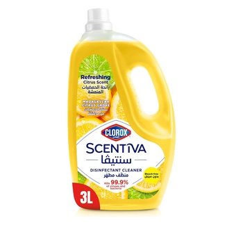 Clorox Scentiva Disinfectant Floor Cleaner 3 ltr Madagascar Citrus Grove Kills 99.9% of Viruses and Bacteria Bleach Free