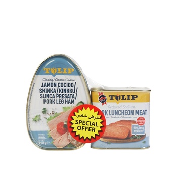 Tulip Pork Luncheon Meat Reduced Sodium + Tulip Pork Leg Ham 340g