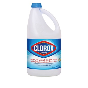 Clorox Liquid Bleach 1.89 ltr Kills 99.9% of Viruses and Bacteria 48 Hours Prevents Bacteria Growth Removes Stains