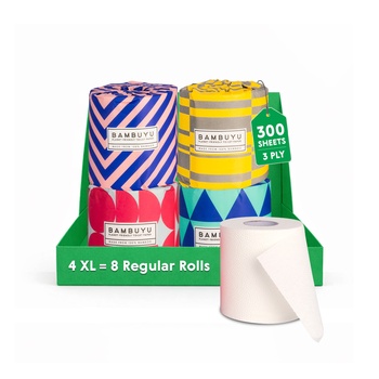 Bambuyu Toilet Roll 4X300Sheets X 3Ply