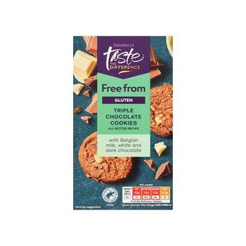 Sainsburys Taste The Difference Freefrom Triple Chocolate Cookies 150g