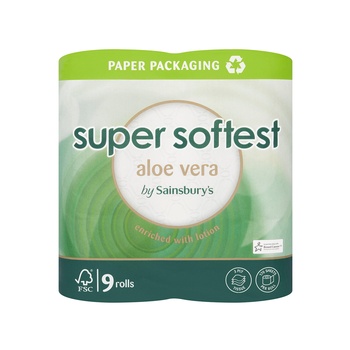 Sainsburys Super Softest Aloe Vera Toilet Tissue 9 Roll Pack
