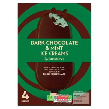 Sainsburys Milk Chocolate And Almonds Ice Creams 4 x 110ml