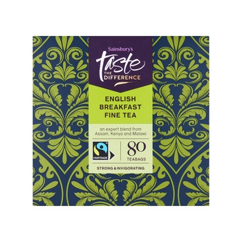 Sainsburys English Breakfast Fast Fine Tea 80 Bags 250g
