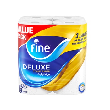 Fine Deluxe Toilet Roll 3 Ply Pack of 8