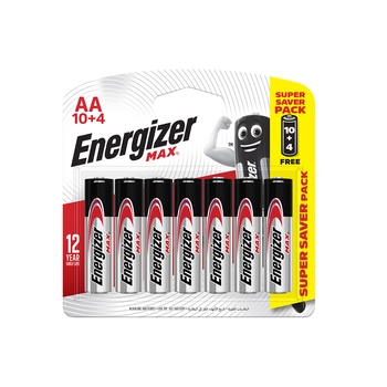 Energizer Max Alkaline AA Battery Pack (10+4)