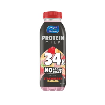 Almarai Protein Milk Strawberry Banana No Added Sugar 400ml