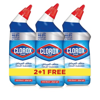 Clorox Toilet Cleaner Original Scent 2+1 Free 709ml Kills 99.9% of Germs and 100% Powers Through Stains