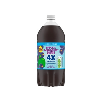 Sainsburys No Added Sugar Apple  Blackcurrant Quad Strength Squash 1.5L