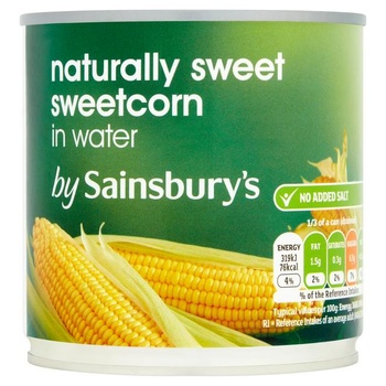 Sainsburys Naturally Sweet Sweetcorn In Water 325g
