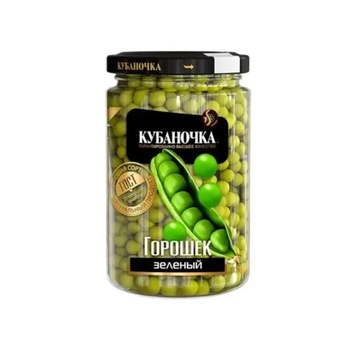 Kubanochka Green Peas Without Vinegar 370g