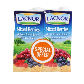 Lacnor Essentials Mixed Berry Juice No Added Sugar 1ltr Twin Pack