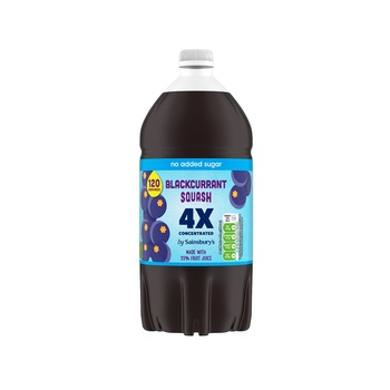 Sainsburys No Added Sugar Blackcurrant Quad Strength Squash 1.5 ltr