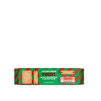 Sainsburys Custard Cream Twists with a Gingerbread Flavour Filling 150g