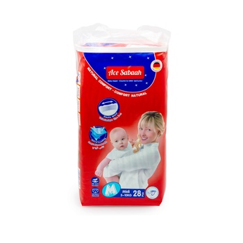 Ace Sabaah Baby Diaper Medium Midi 5 To 10kg 28 pcs