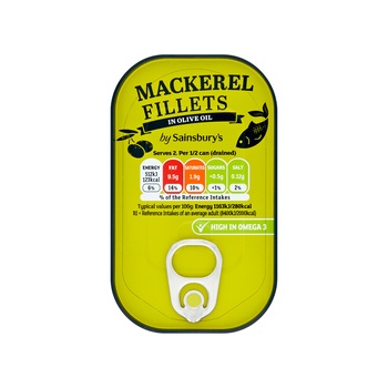 Sainsburys Mackerel Fillets In Olive Oil 125g