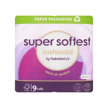 Sainsburys Cushioned Toilet Tissue 9 Roll Pack
