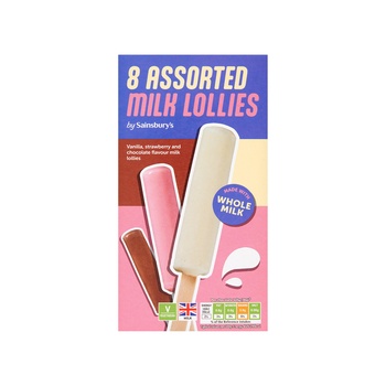 Sainsburys Milk Lollies 8X35ml