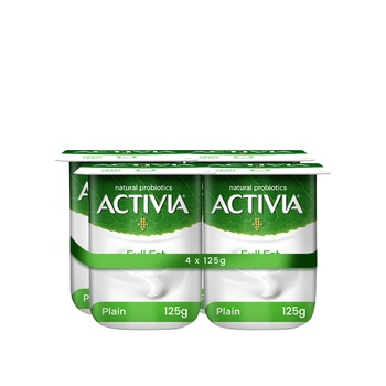 Activia Full Fat Plain Yoghurt 125g Pack of 4