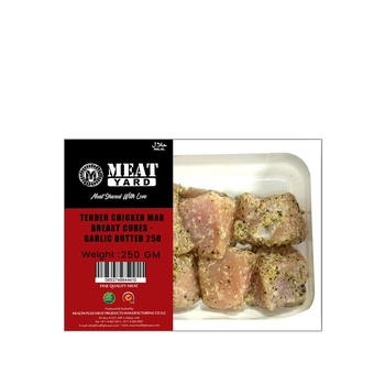 Meat Yard Tender Chicken Mar Breast Cubes Garlic Butter 250g