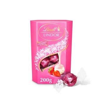 Lindt Lindor Strawberries And Cream Chocolate Truffles Box 200g