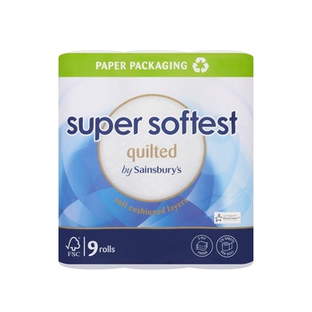 Sainsburys Super Softest Quilted Toilet Tissue 9 Roll Pack