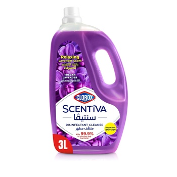 Clorox Scentiva Disinfectant Floor Cleaner 3 ltr Tuscan Lavender Kills 99.9% of Viruses and Bacteria Bleach Free