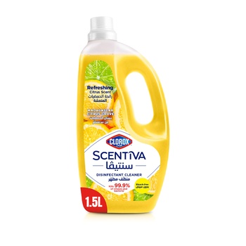 Clorox Scentiva Disinfectant Floor Cleaner 1.5 ltr Madagascar Citrus Grove Kills 99.9% of Viruses and Bacteria Bleach Free