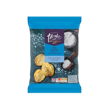 Sainsburys Taste The Difference Sea Salted Ridge Crisps 150G