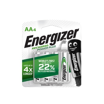 Energizer AA4 Recharge Power Plus 1 2V NiMH Rechargeable Batteries 100g