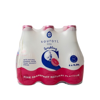 Souroti Sparkling Pink Grapefruit 250ml Pack of 6