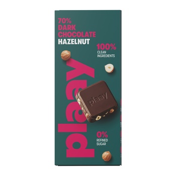 Plaay 70% Dark Chocolate Hazelnut Slab 80g