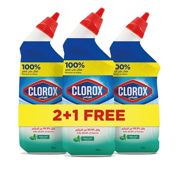 Clorox Toilet Cleaner Fresh Scent 2+1 Free 709ml Kills 99.9% of Germs and 100% Powers Through Stains