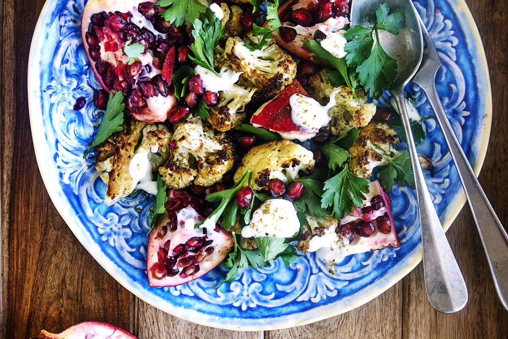 Roasted cauliflower &amp; pomegranate salad recipe